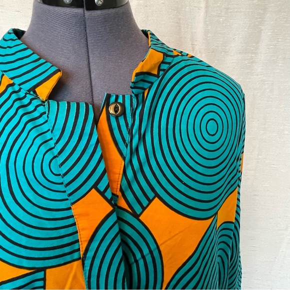 Zuri Dresses Vibrant Zuri Dress In Aqua Marigold Swirl Pattern Size